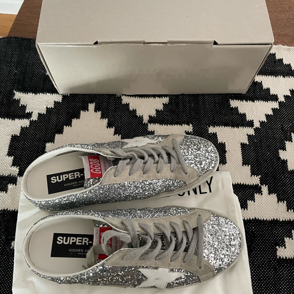 Golden Goose Superstar Sabot gliter slide mules Sz 39